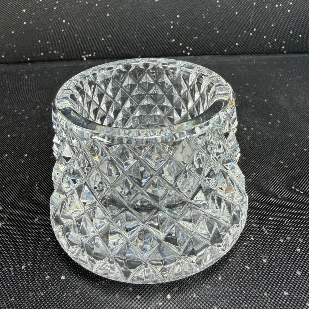 Waterford Crystal Alana Open Sugar Bowl Diamond Cut Glass Votive Holder Heavy